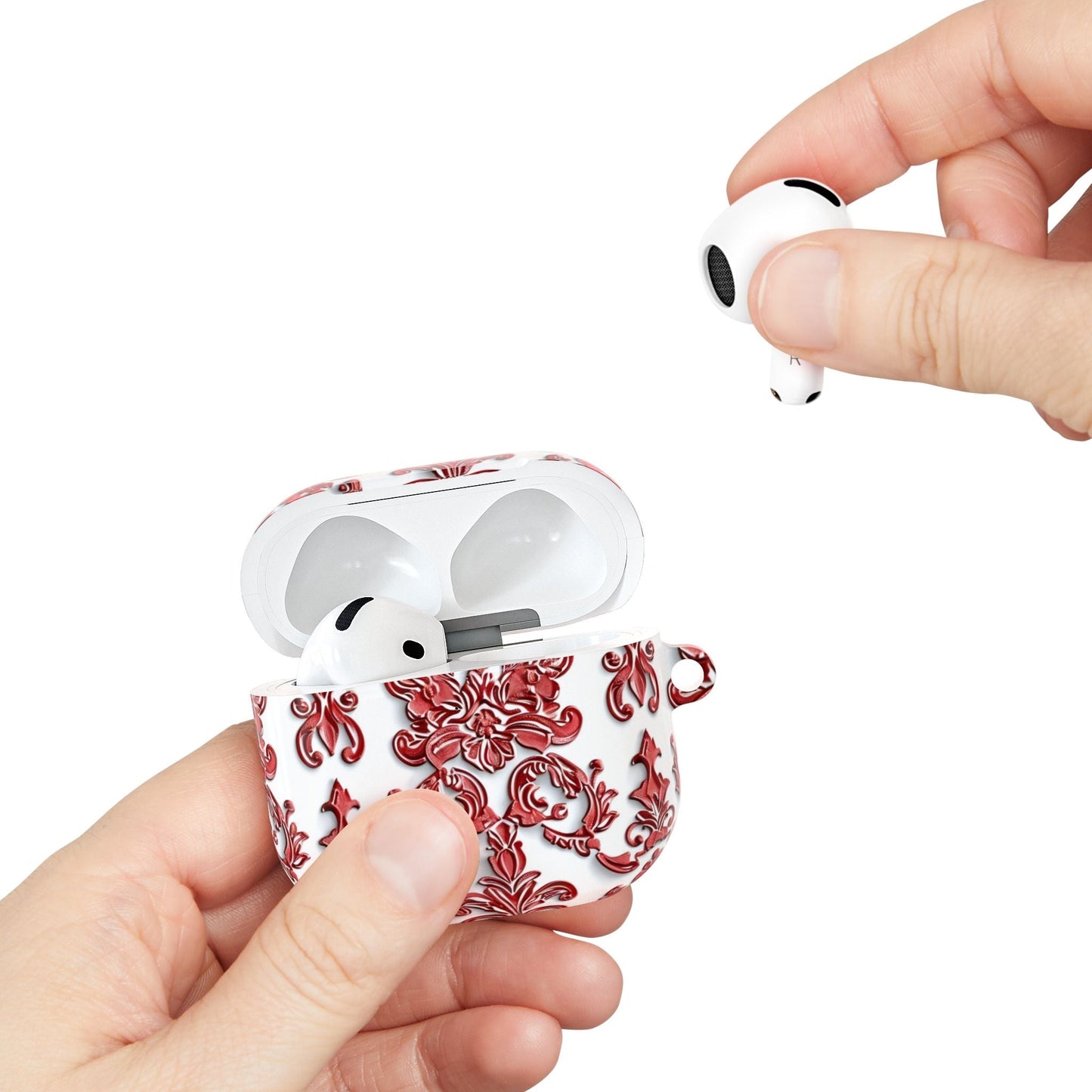 AirPod Case — Red Damask Pattern Protective Cover - DIGITAL X