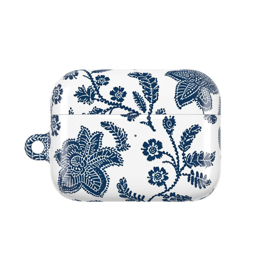 Blue Floral AirPod Case – Vintage Indigo Chinoiserie Design - DIGITAL X