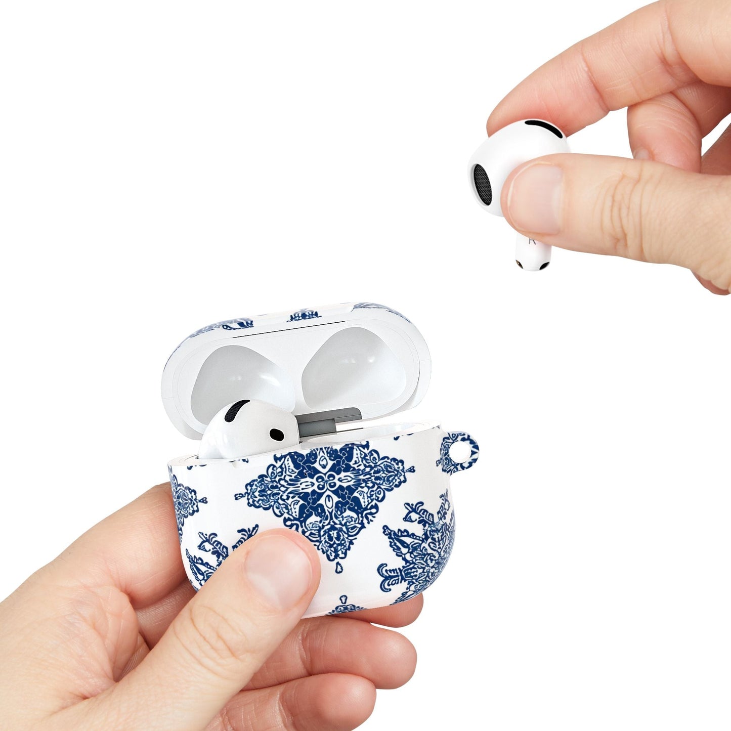 Blue Floral Damask AirPod Case — Ceramic Tile Pattern Protective Case - DIGITAL X