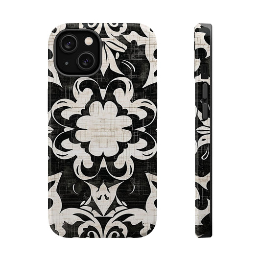 Damask Black & White Magnetic Impact Phone Case - DIGITAL X