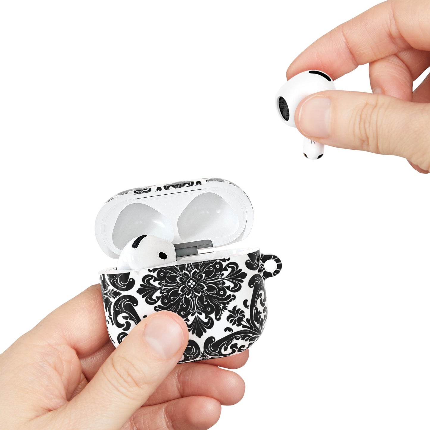 Damask Pattern AirPod Case — Black & White Elegant Protective Cover - DIGITAL X