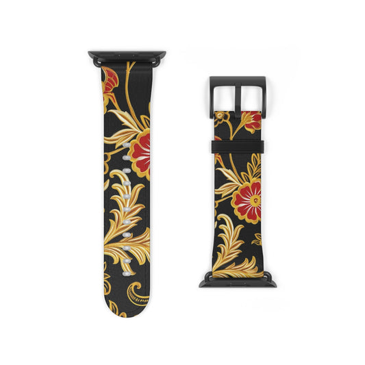 Floral Baroque Watch Band — Black & Gold Vintage Scroll Apple Watch Strap - DIGITAL X