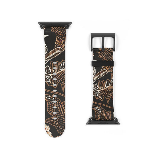 Floral Batik Watch Band — Black & Rust Patterned Apple Watch Strap - DIGITAL X