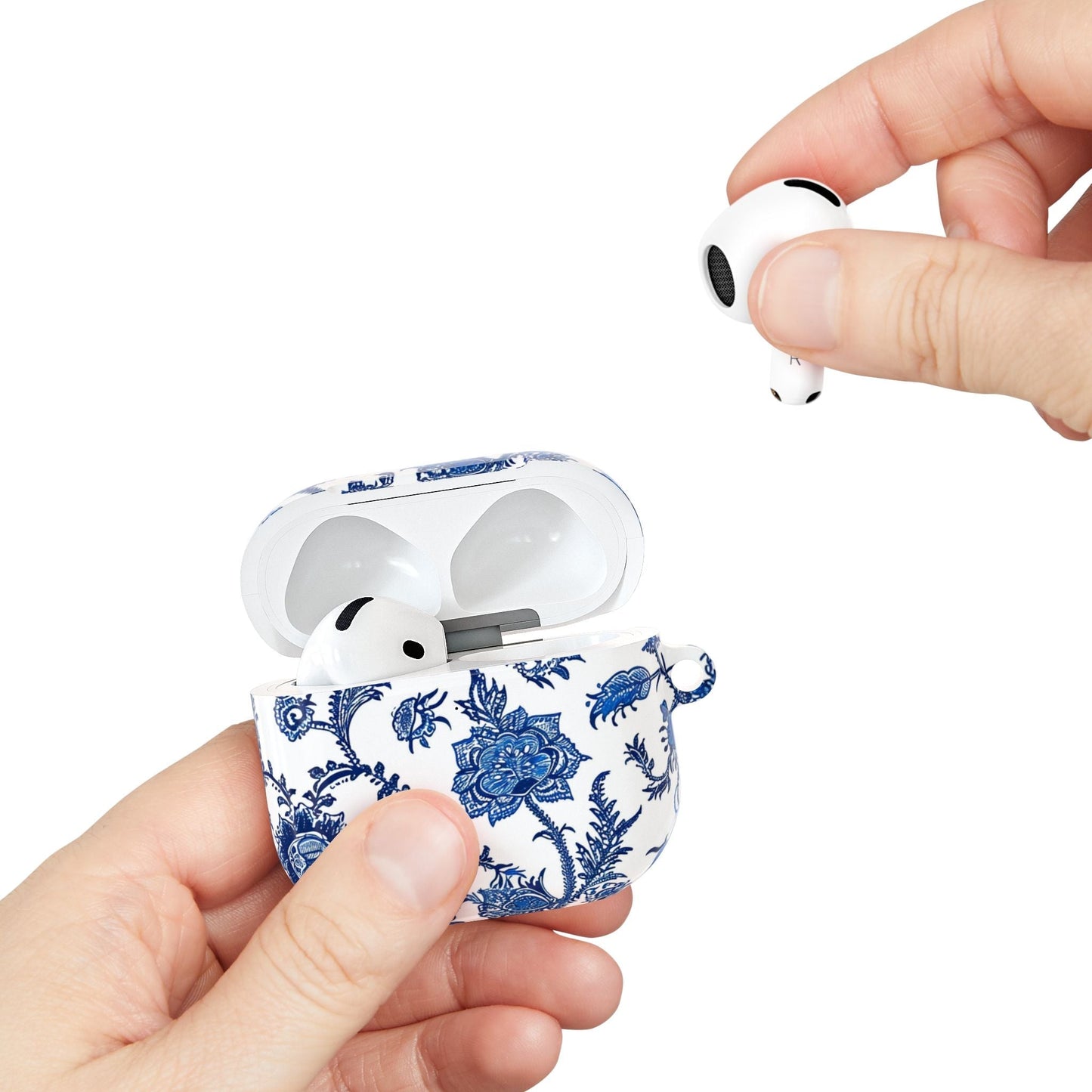 Floral Blue Porcelain AirPod Case — Vintage Delft - Style Protective Cover - DIGITAL X
