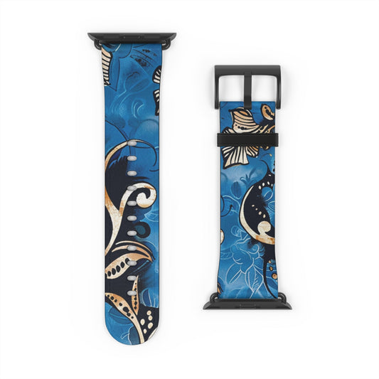 Floral Blue Swirl Watch Band – Stylish Patterned Apple Watch Strap - DIGITAL X