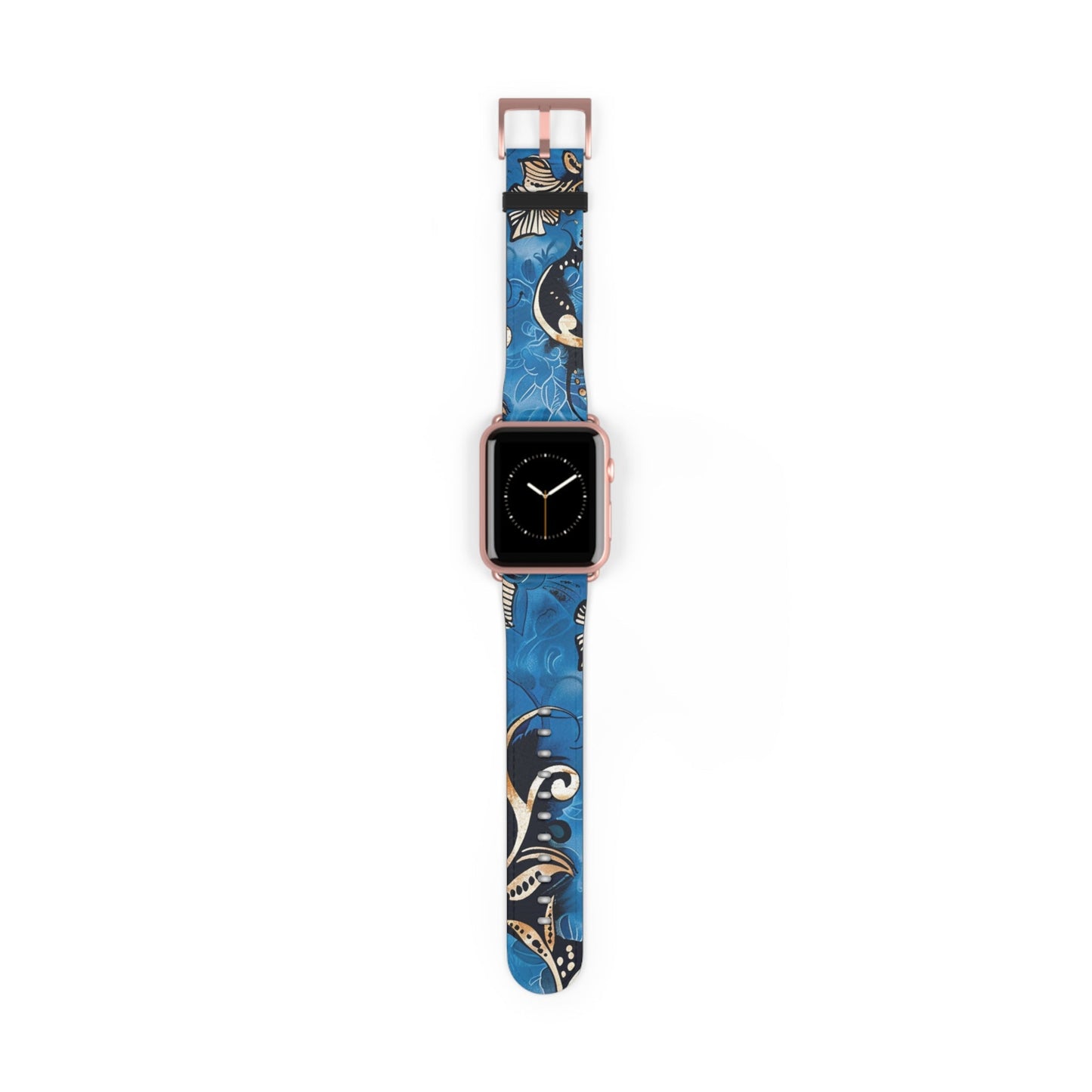 Floral Blue Swirl Watch Band – Stylish Patterned Apple Watch Strap - DIGITAL X