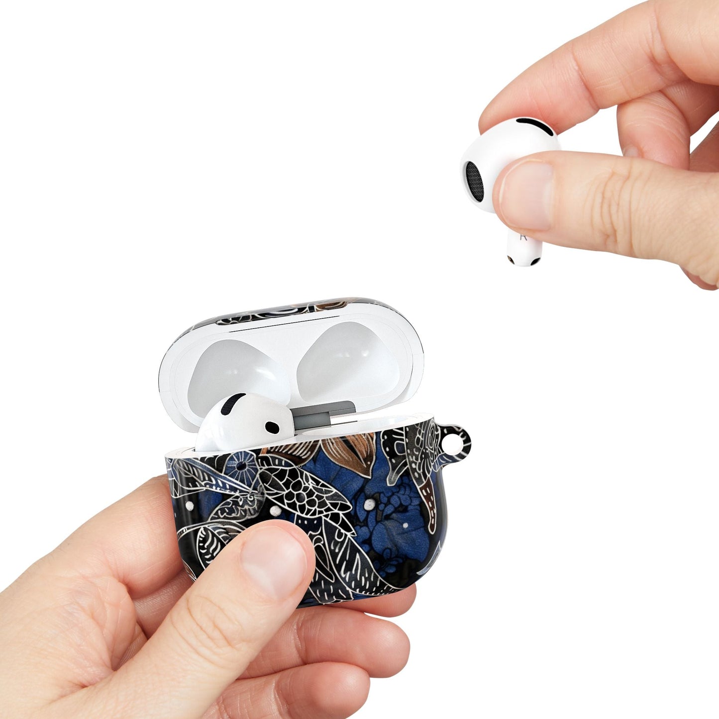 Floral Koi AirPod Case – Blue Watercolor Protective Cover - DIGITAL X