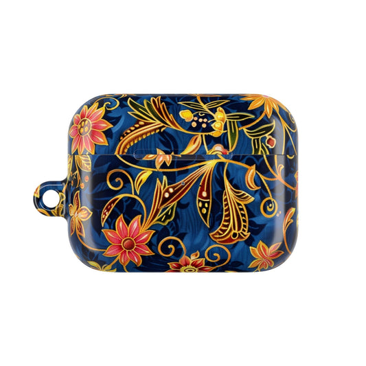 Floral Paisley AirPod Case — Navy Blue & Gold Protective Cover - DIGITAL X