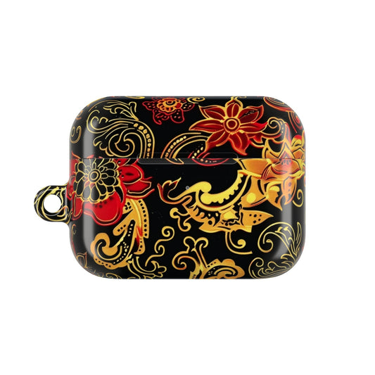 Floral Paisley AirPod Case — Red & Gold Ornate Design - DIGITAL X