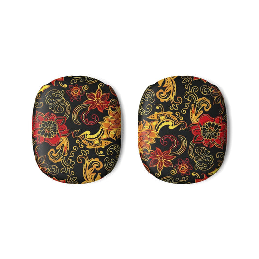 Floral Paisley AirPod Max Ear Cup Covers — Red & Gold Decorative Headphone Skins - DIGITAL X