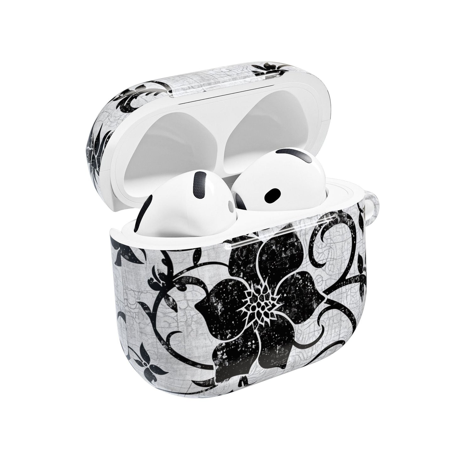 Floral Vine AirPod Case — Black & White Vintage Flower Design - DIGITAL X