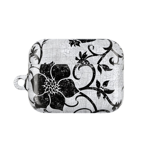 Floral Vine AirPod Case — Black & White Vintage Flower Design - DIGITAL X