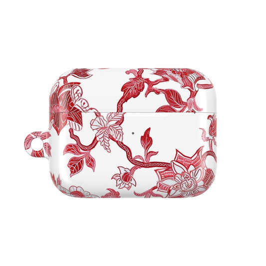 Floral Vine AirPod Case — Red Botanical Protective AirPods Cover - DIGITAL X