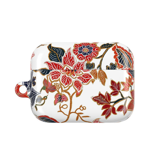 Floral Vintage AirPod Case — Red & Navy Botanical Protective Cover - DIGITAL X
