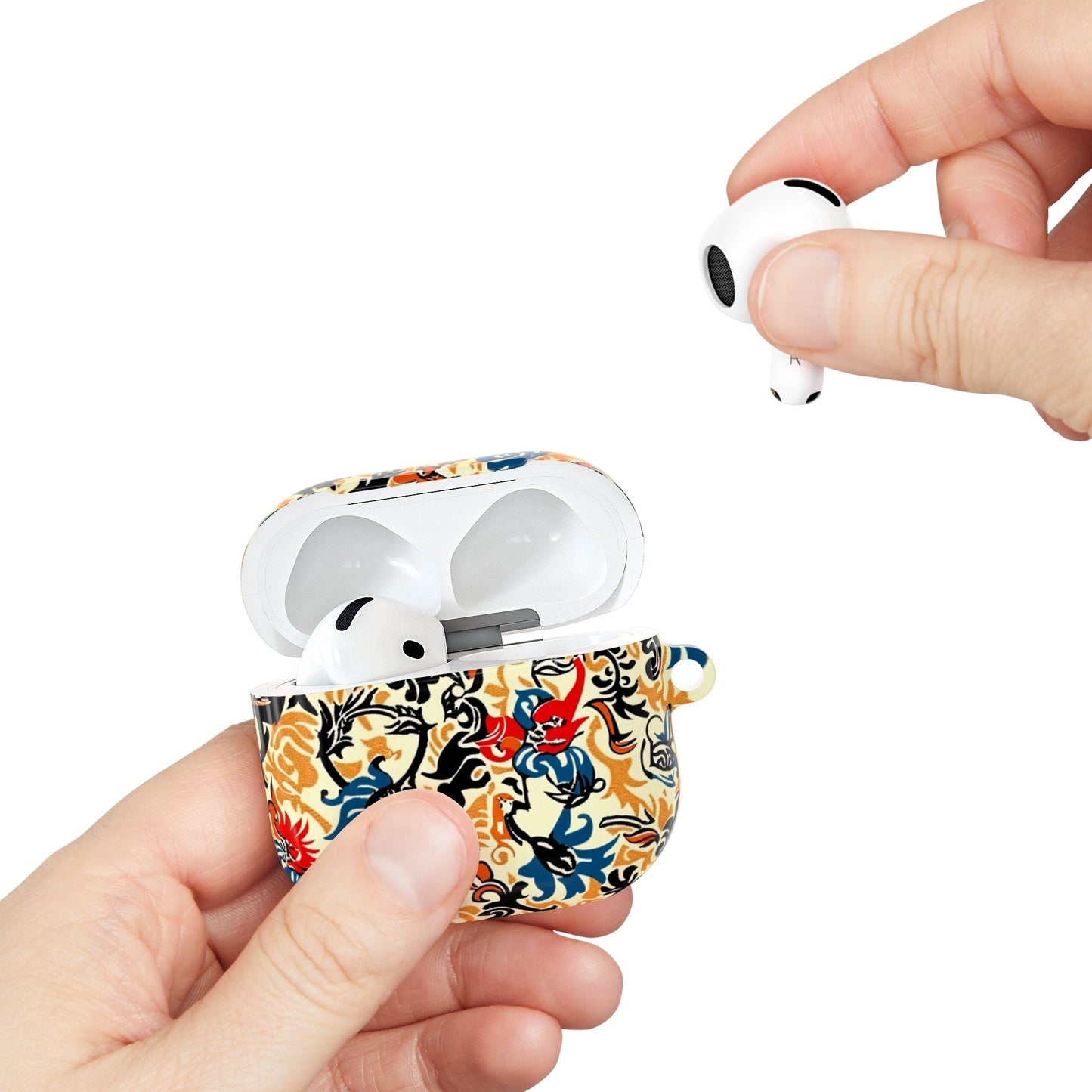 Floral Vintage AirPod Case – Retro Blue & Red Tattoo - Style Protection - DIGITAL X