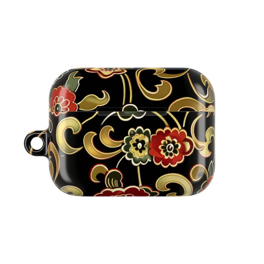 Floral Vintage Black AirPod Case β Oriental Red & Gold Pattern - DIGITAL X