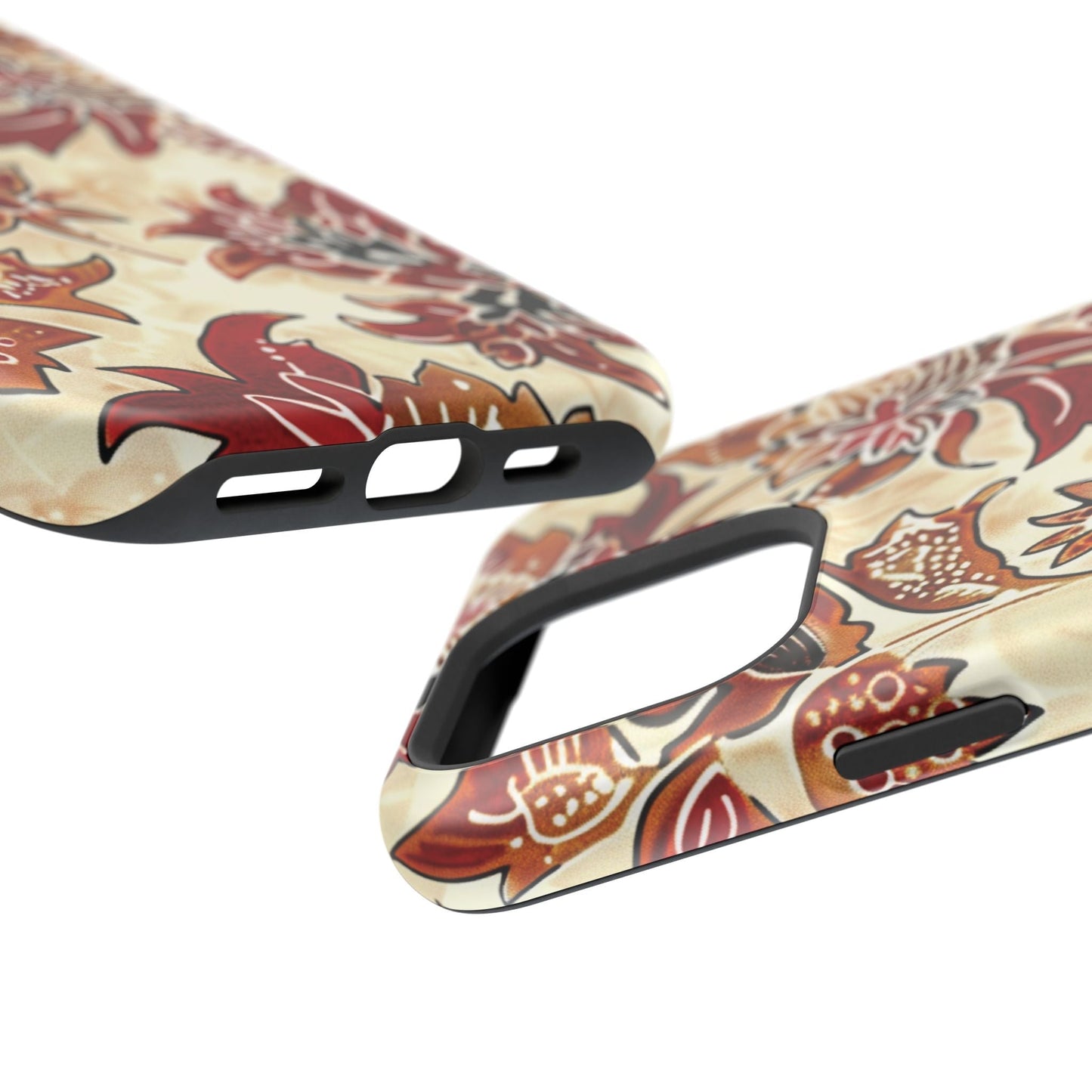 Floral Vintage Red & Cream Magnetic Impact - Resistant Phone Case - DIGITAL X