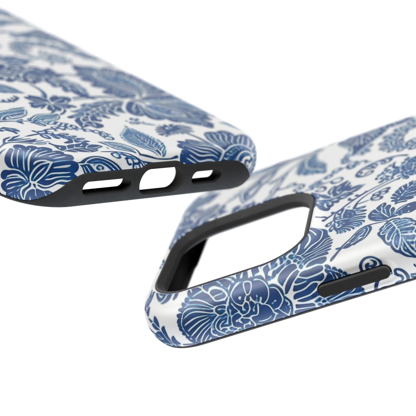 Magnetic Impact - Resistant Case — Blue Floral Toile Phone Cover - DIGITAL X