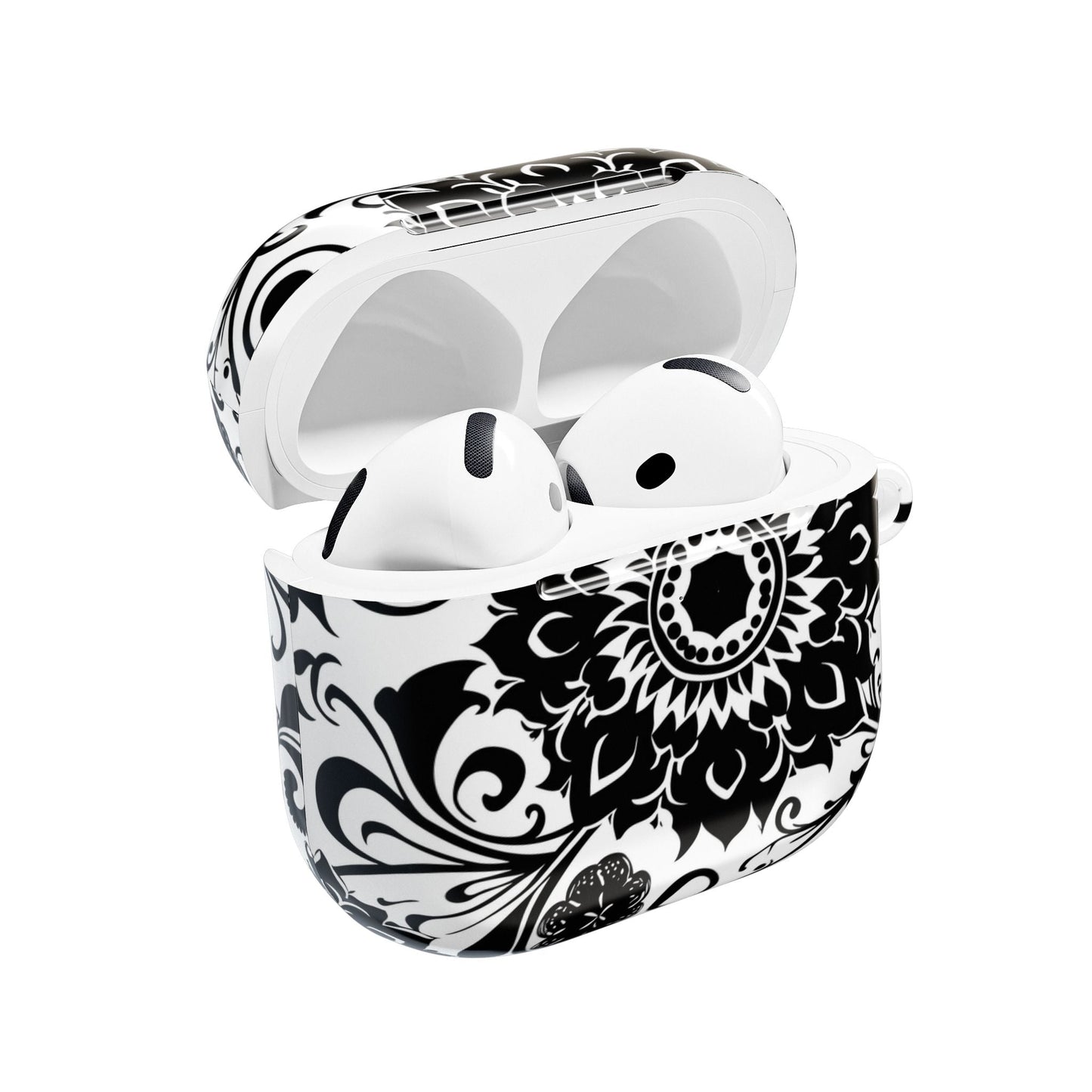 Mandala Black - White AirPod Case — Floral Boho Protective Cover - DIGITAL X
