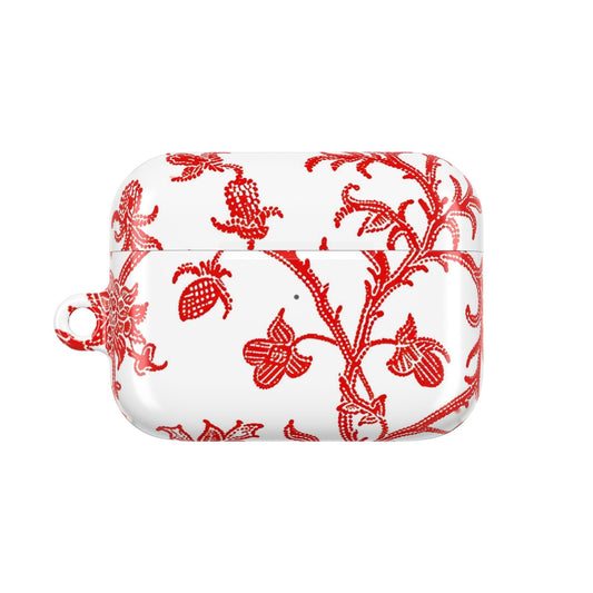 Red Chinoiserie Floral AirPod Case — Vintage - Inspired Protective Cover - DIGITAL X