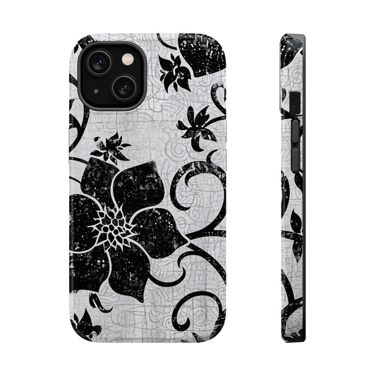 Vintage Black Floral Magnetic Impact - Resistant Phone Case - DIGITAL X