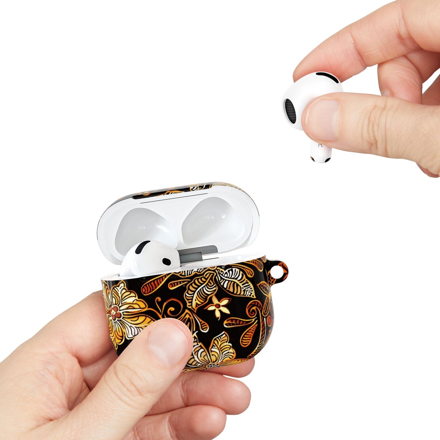 AirPod Case — Black & Gold Floral Batik Protective Cover - DIGITAL X
