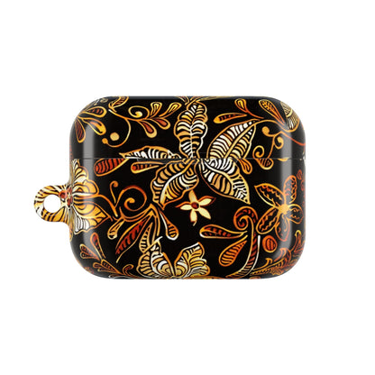 AirPod Case — Black & Gold Floral Batik Protective Cover - DIGITAL X