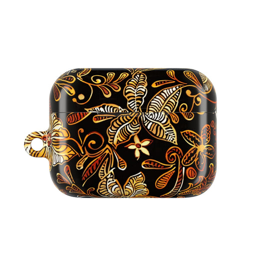 AirPod Case — Black & Gold Floral Batik Protective Cover - DIGITAL X