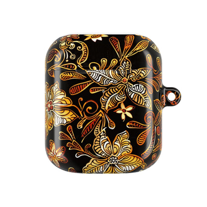 AirPod Case — Black & Gold Floral Batik Protective Cover - DIGITAL X