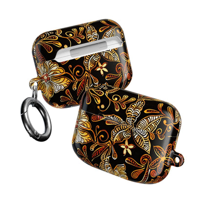 AirPod Case — Black & Gold Floral Batik Protective Cover - DIGITAL X