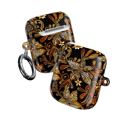 AirPod Case — Black & Gold Floral Batik Protective Cover - DIGITAL X