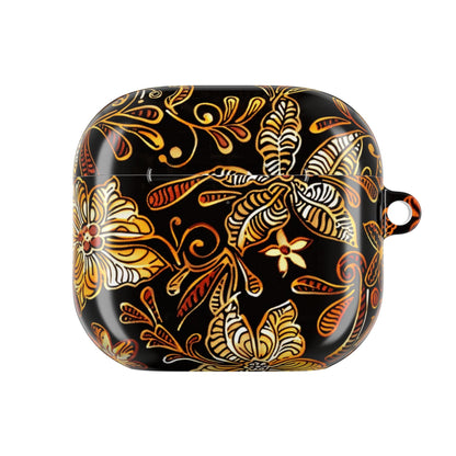AirPod Case — Black & Gold Floral Batik Protective Cover - DIGITAL X