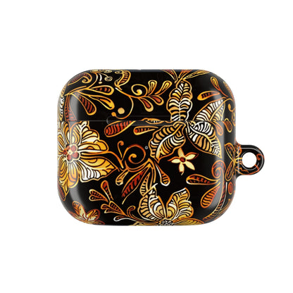 AirPod Case — Black & Gold Floral Batik Protective Cover - DIGITAL X
