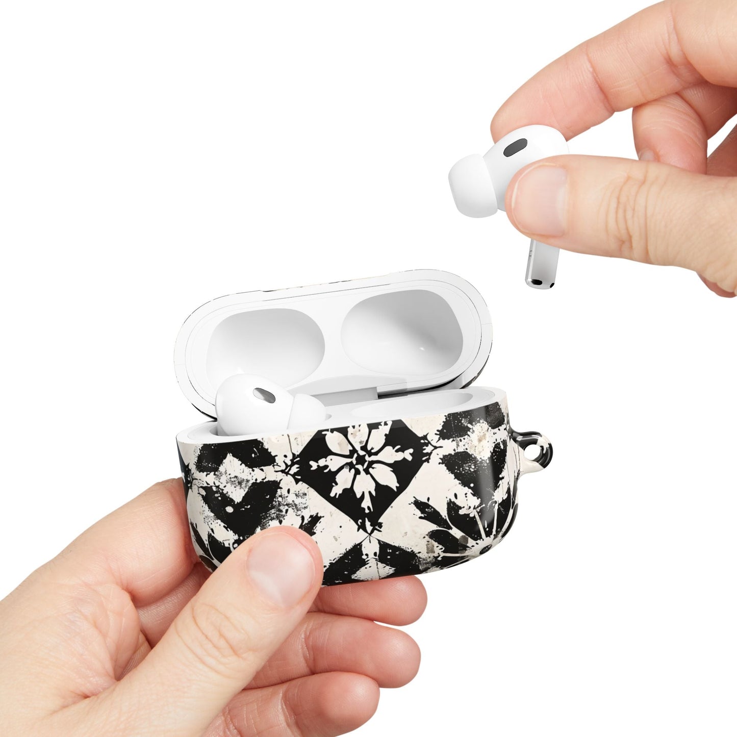 AirPod Case — Black & White Boho Tile Pattern Protective Cover - DIGITAL X