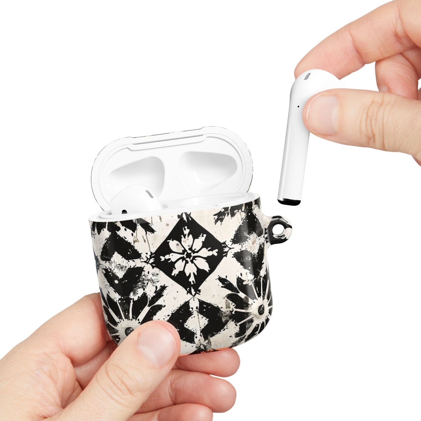 AirPod Case — Black & White Boho Tile Pattern Protective Cover - DIGITAL X
