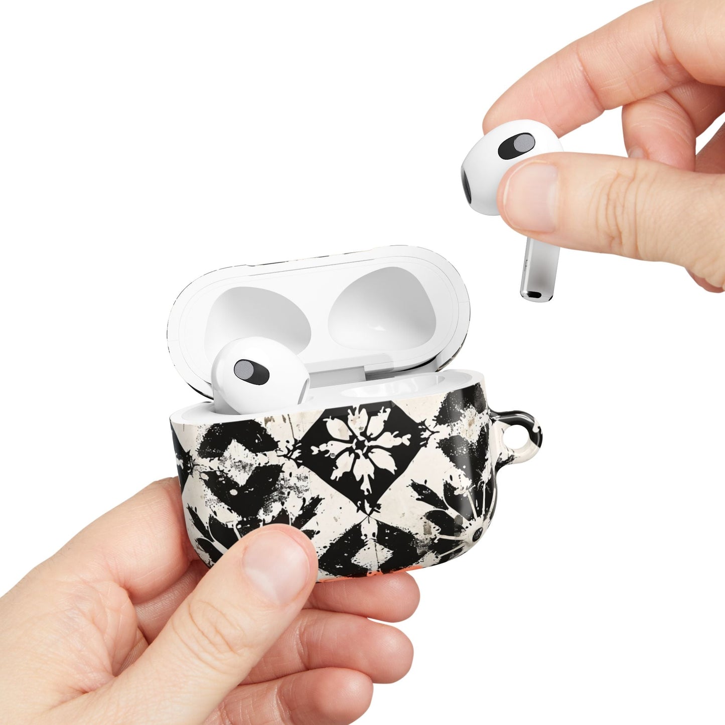 AirPod Case — Black & White Boho Tile Pattern Protective Cover - DIGITAL X
