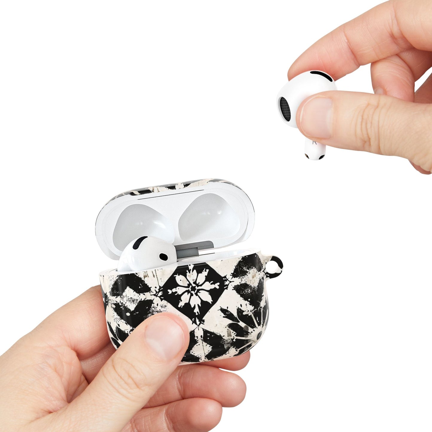 AirPod Case — Black & White Boho Tile Pattern Protective Cover - DIGITAL X