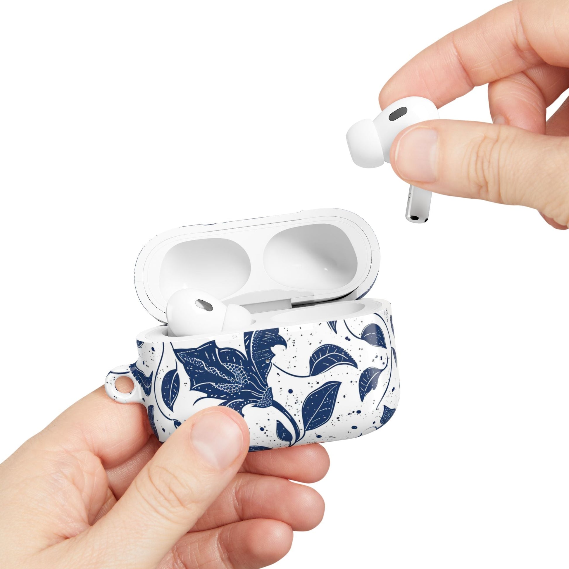 AirPod Case - Blue Floral Vine Protective Silicone Cover - DIGITAL X