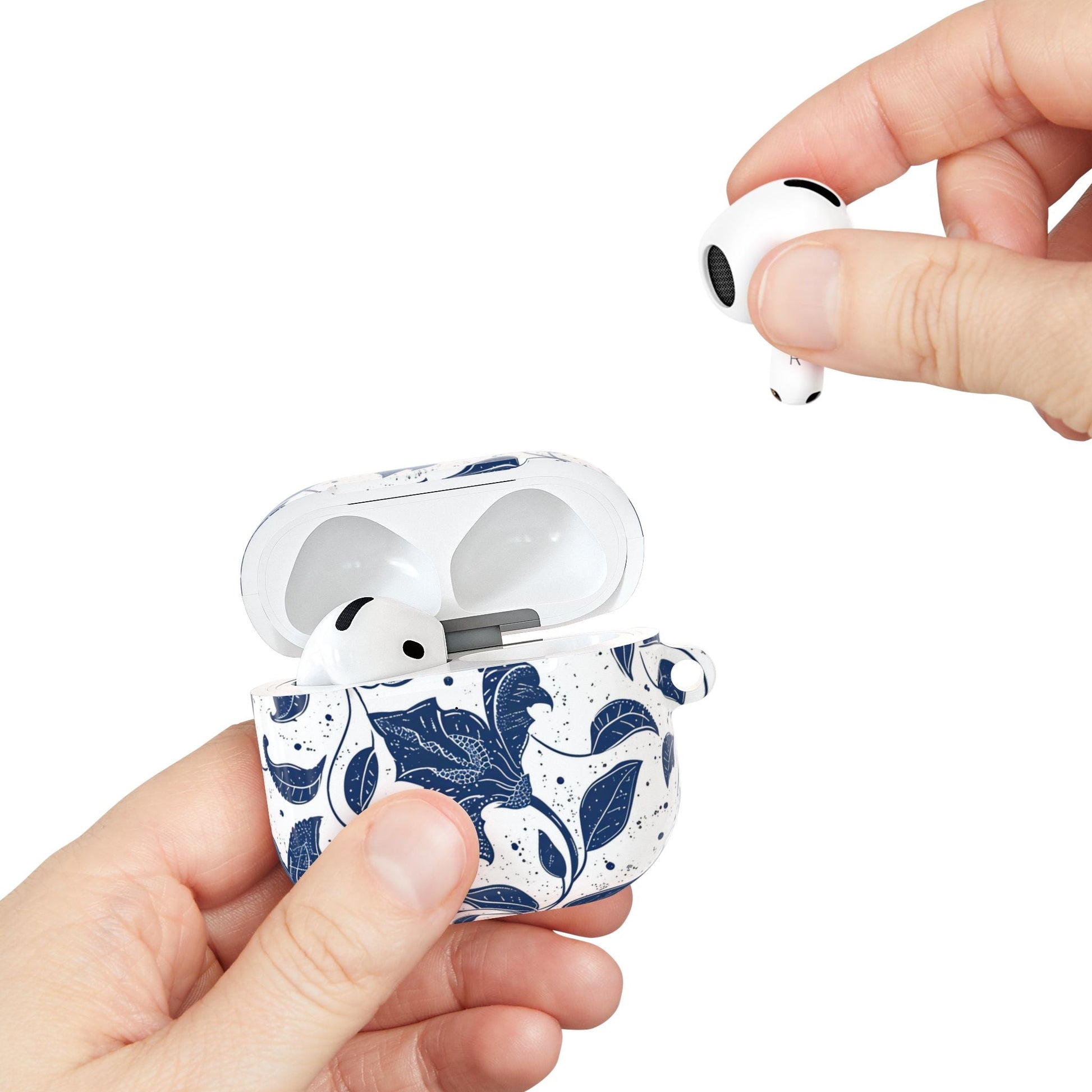AirPod Case - Blue Floral Vine Protective Silicone Cover - DIGITAL X