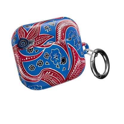 AirPod Case - Blue Red Paisley Protective Silicone Cover - DIGITAL X