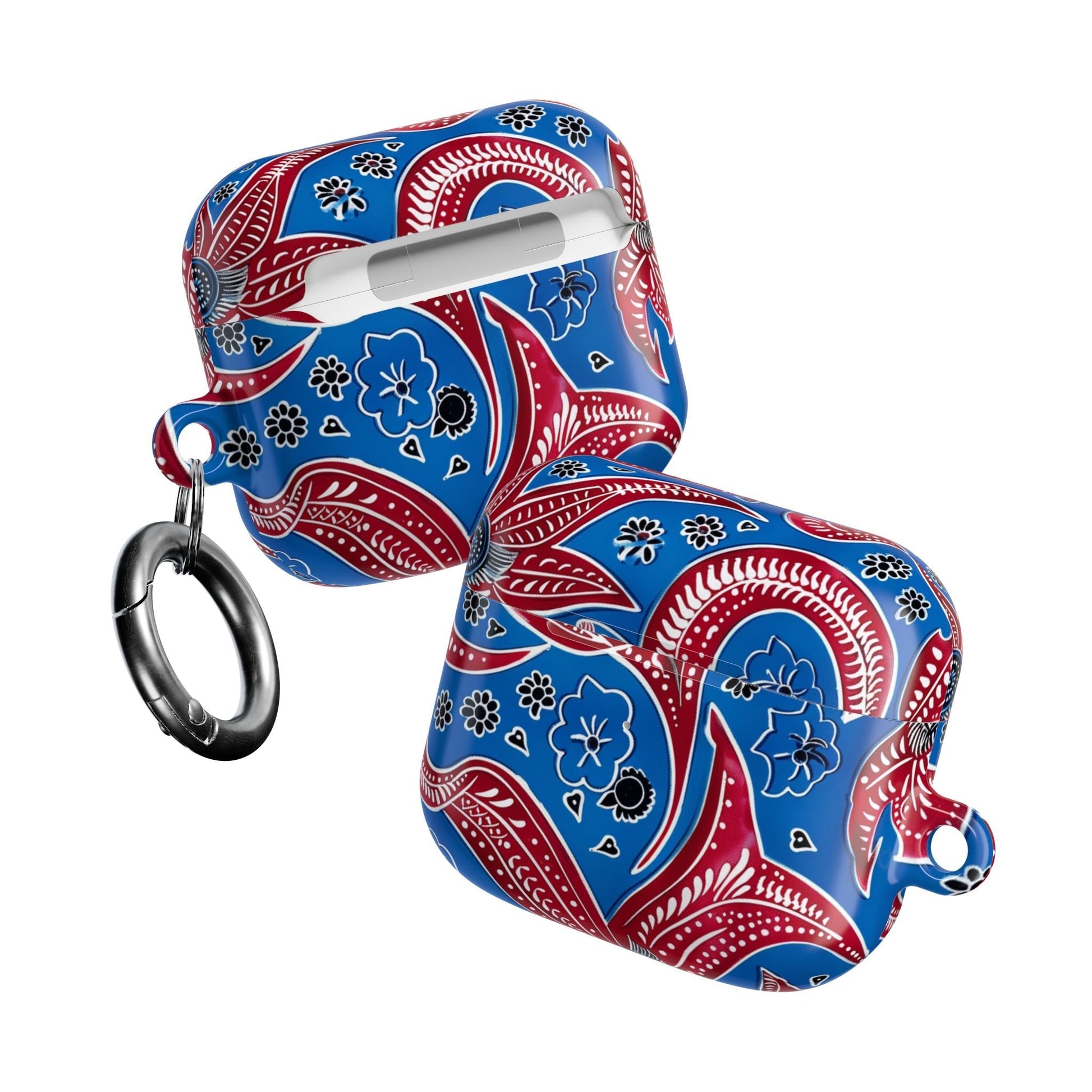 AirPod Case - Blue Red Paisley Protective Silicone Cover - DIGITAL X
