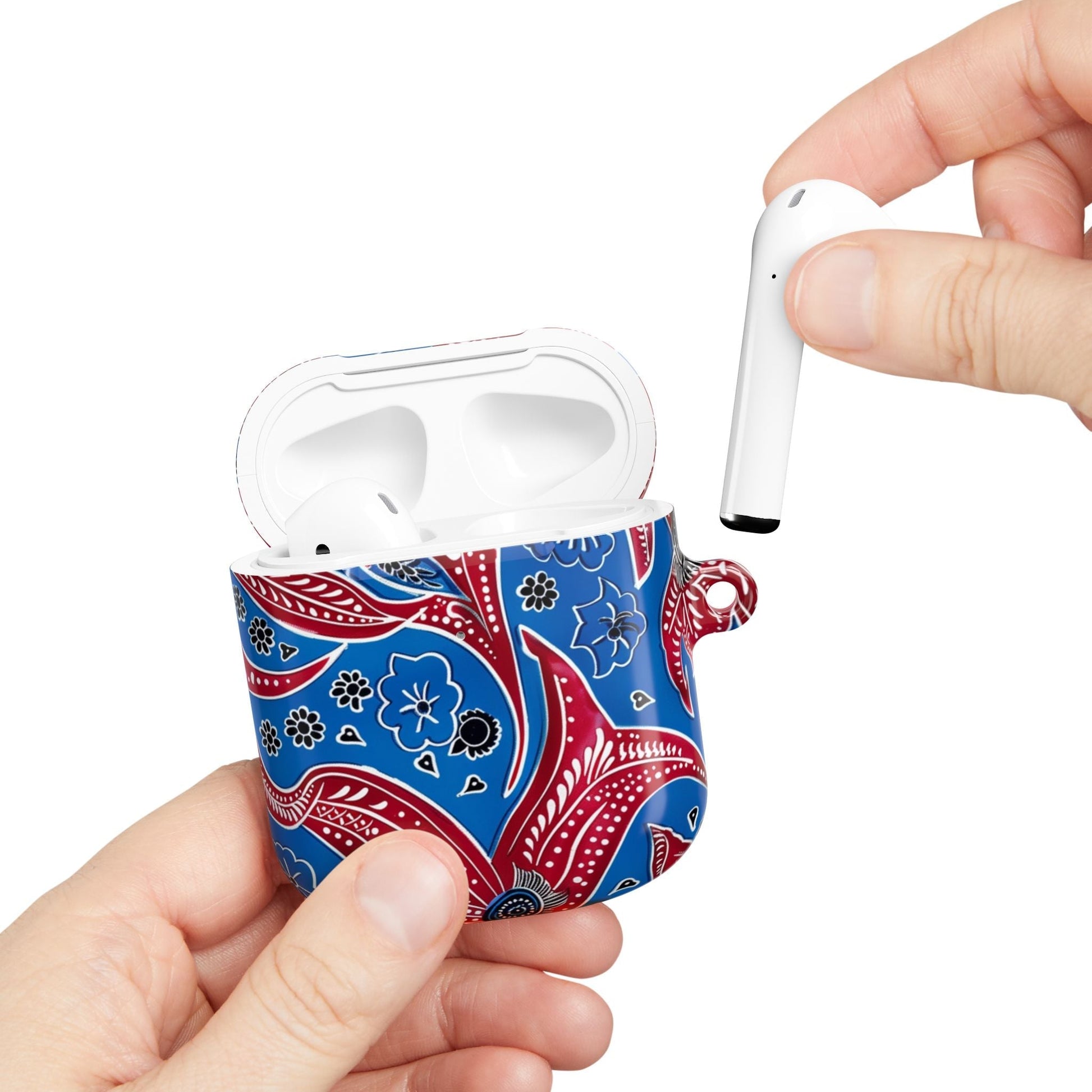 AirPod Case - Blue Red Paisley Protective Silicone Cover - DIGITAL X