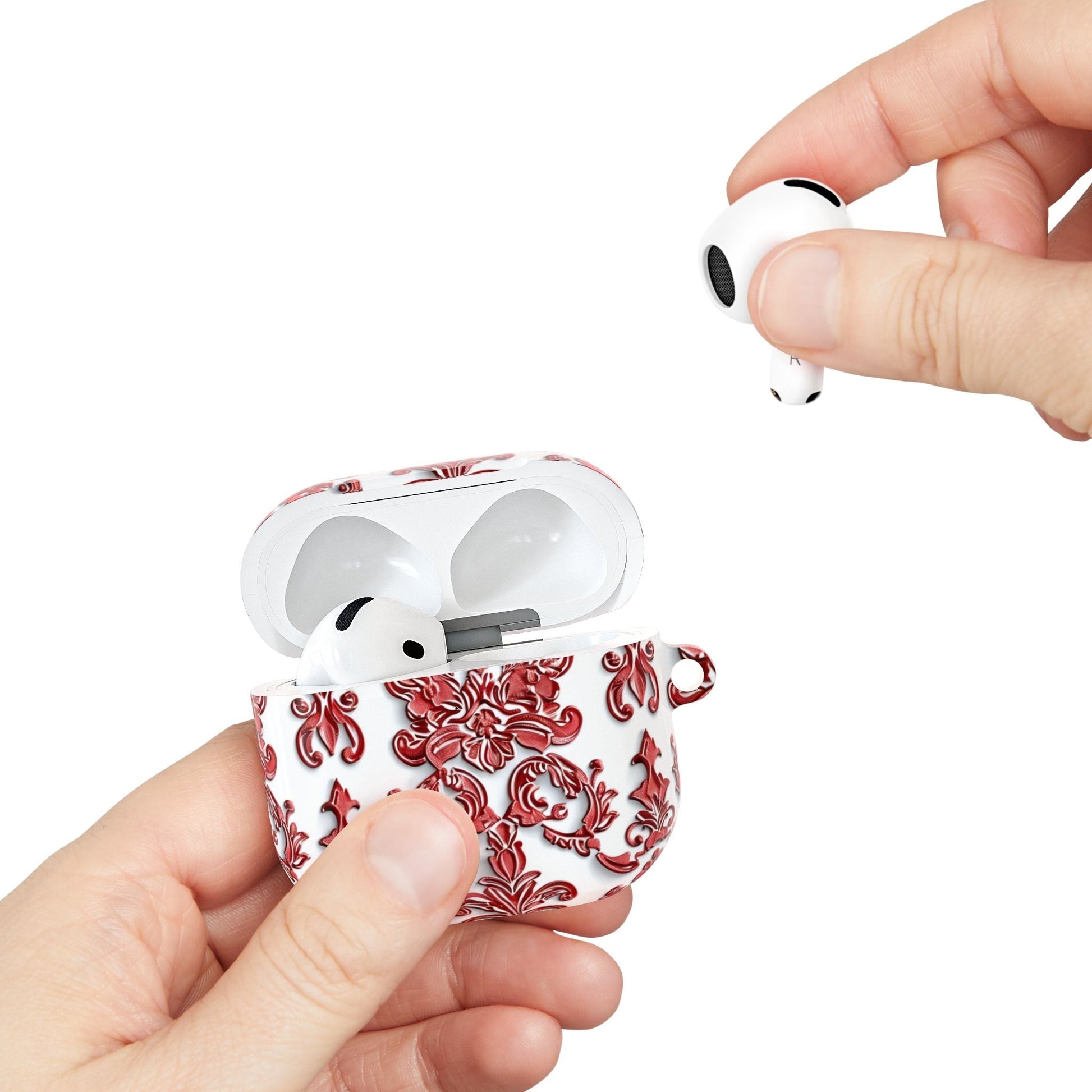 AirPod Case — Red Damask Pattern Protective Cover - DIGITAL X