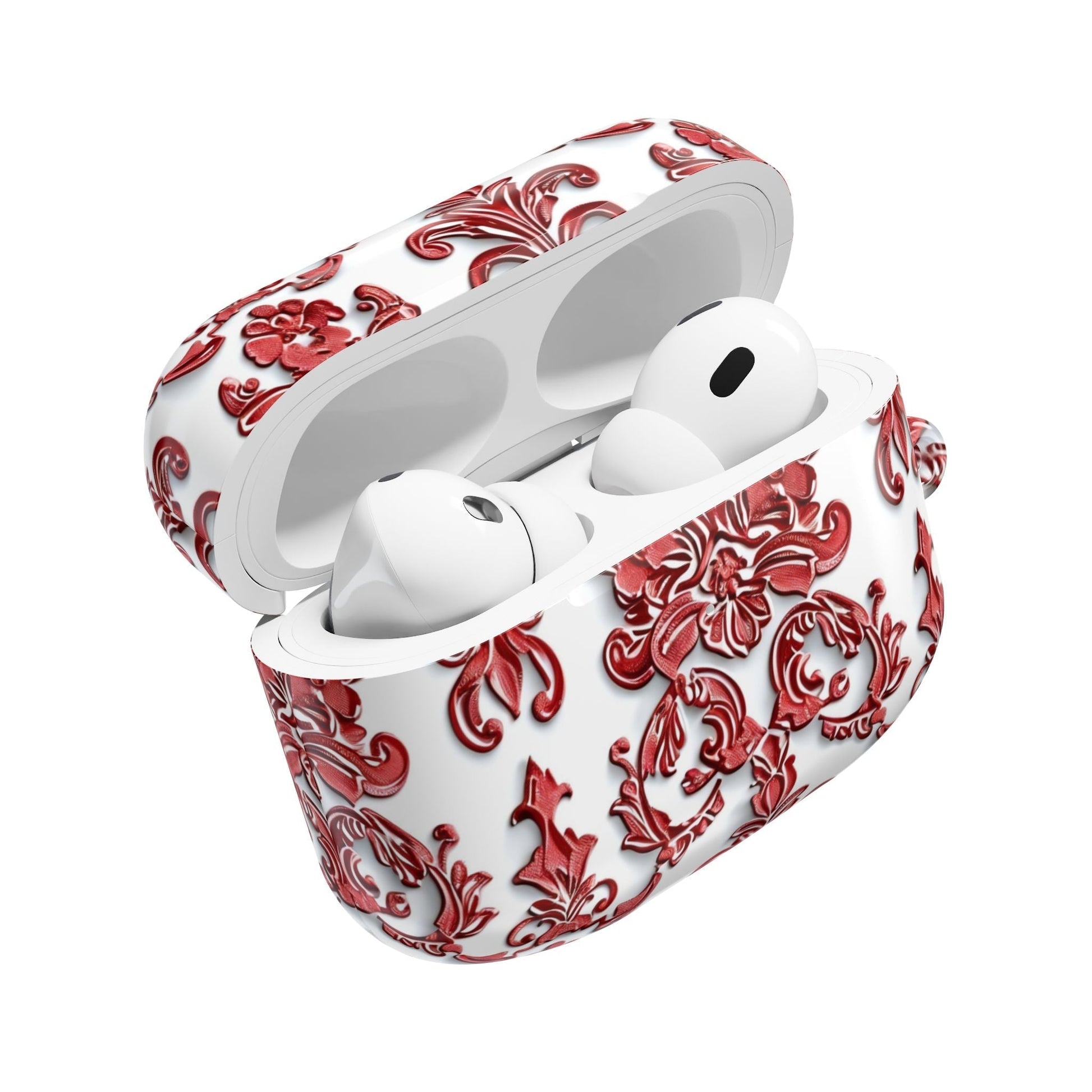 AirPod Case — Red Damask Pattern Protective Cover - DIGITAL X
