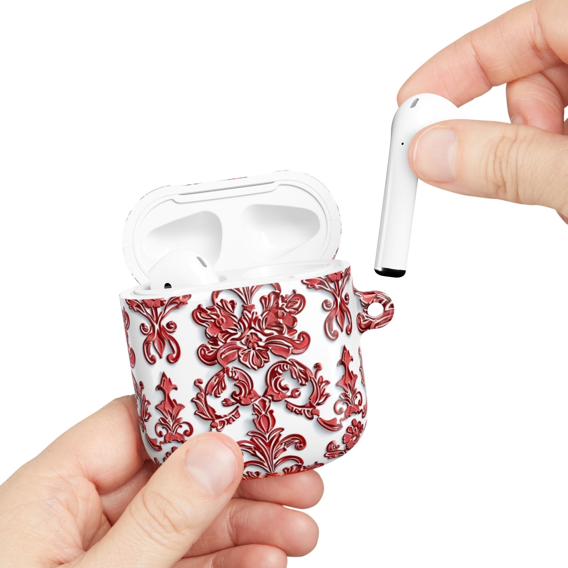 AirPod Case — Red Damask Pattern Protective Cover - DIGITAL X