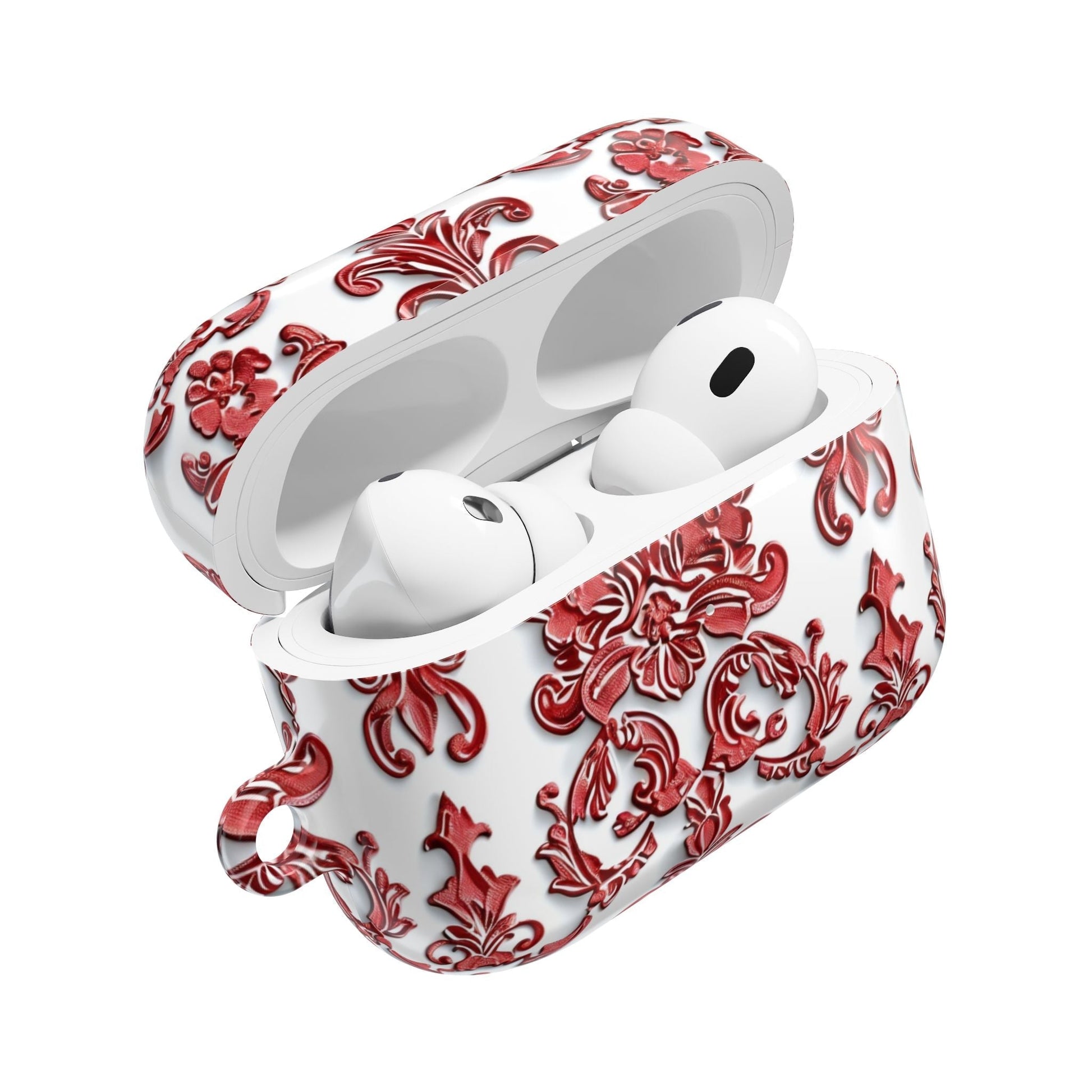 AirPod Case — Red Damask Pattern Protective Cover - DIGITAL X