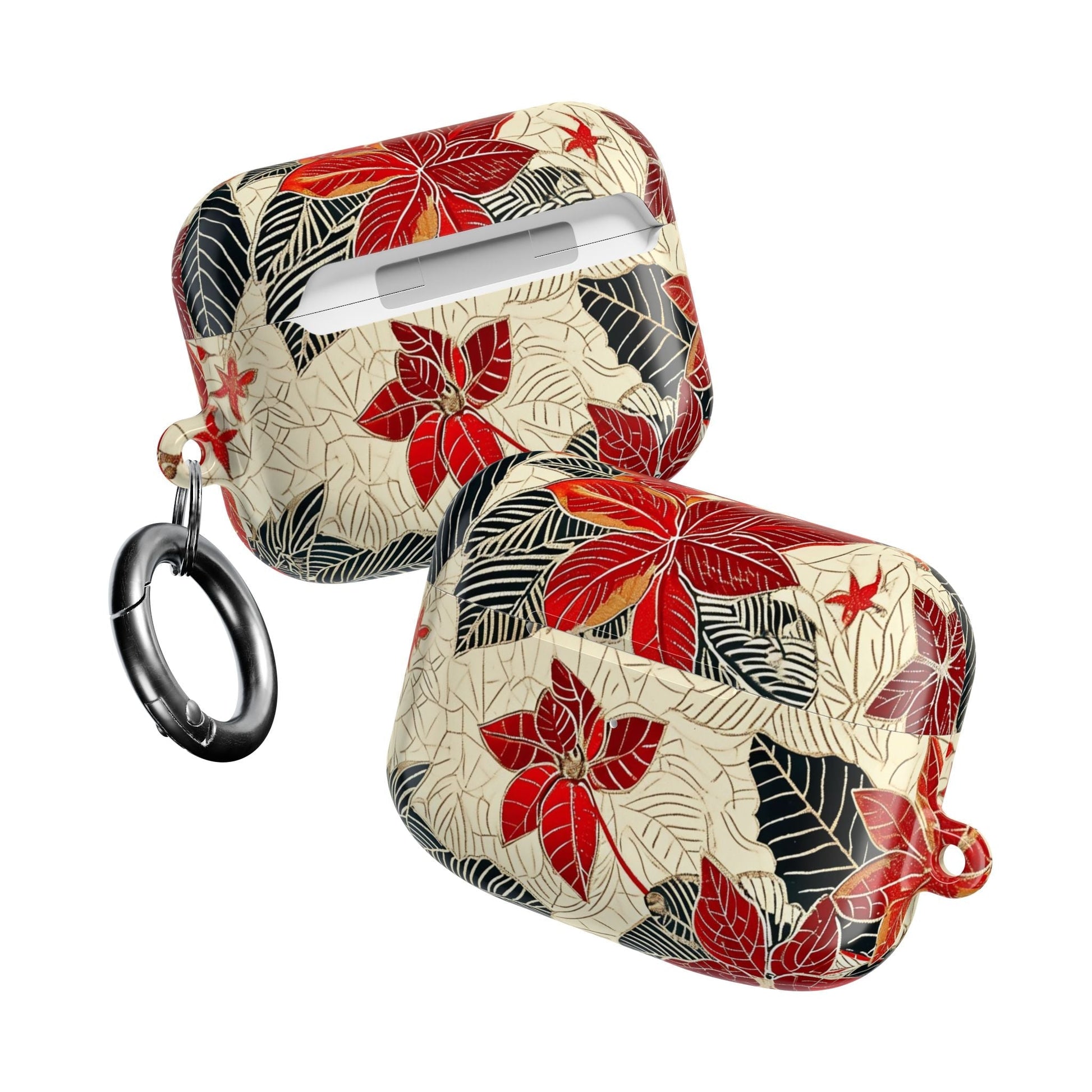 AirPod Case - Red Poinsettia Floral Protective Cover - DIGITAL X