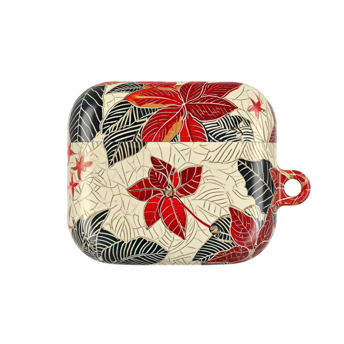 AirPod Case - Red Poinsettia Floral Protective Cover - DIGITAL X