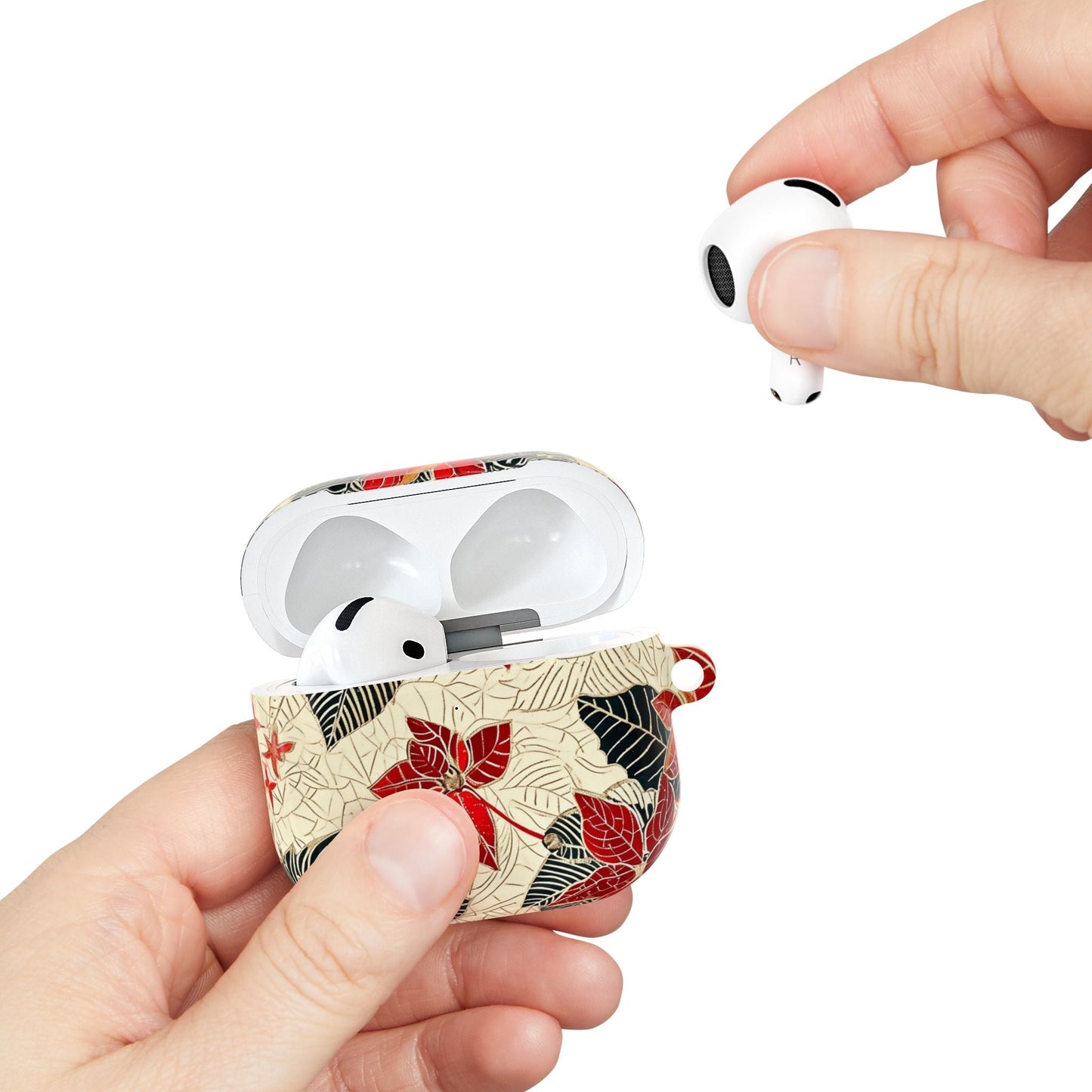 AirPod Case - Red Poinsettia Floral Protective Cover - DIGITAL X