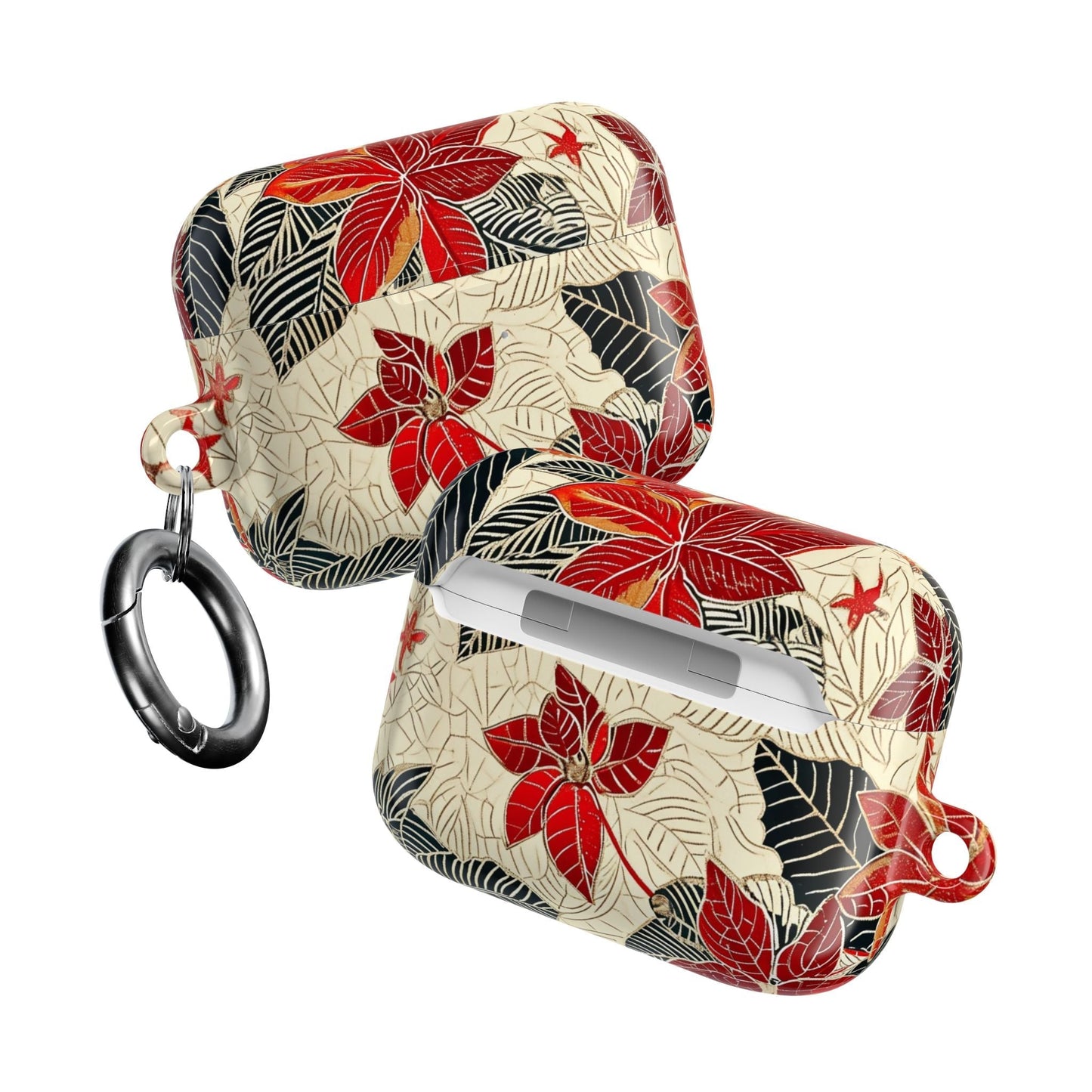 AirPod Case - Red Poinsettia Floral Protective Cover - DIGITAL X